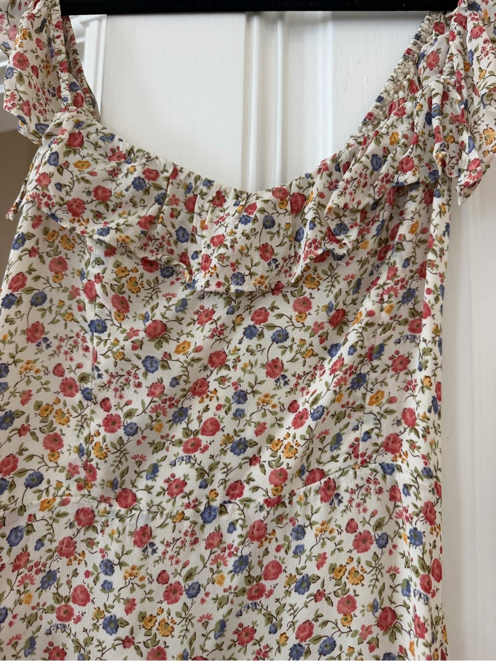 Reformation Mini Cream Floral Smocked Sundress - Picture 4 of 5